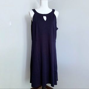 New York & Co Navy Dress with Keyhole Neckline
